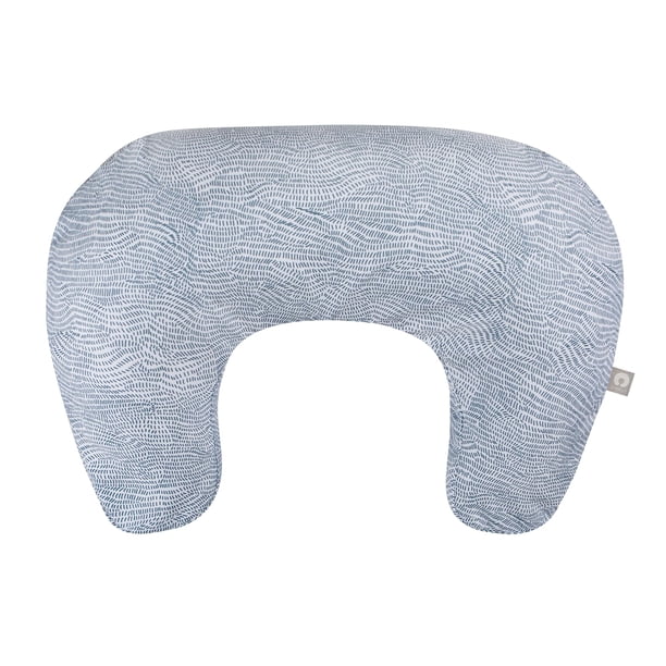 Cojín de lactancia ergonómico Boppy con biberón y lactancia azul