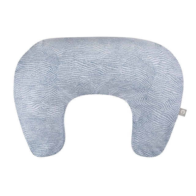 Cojín de lactancia ergonómico Boppy con biberón y lactancia azul