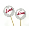 thumbnail image 3 of Darling Souvenir, Glitter Heart & Love Wedding Cupcake Toppers, Party Dessert Decorations - Pack Of 20, 3 of 3