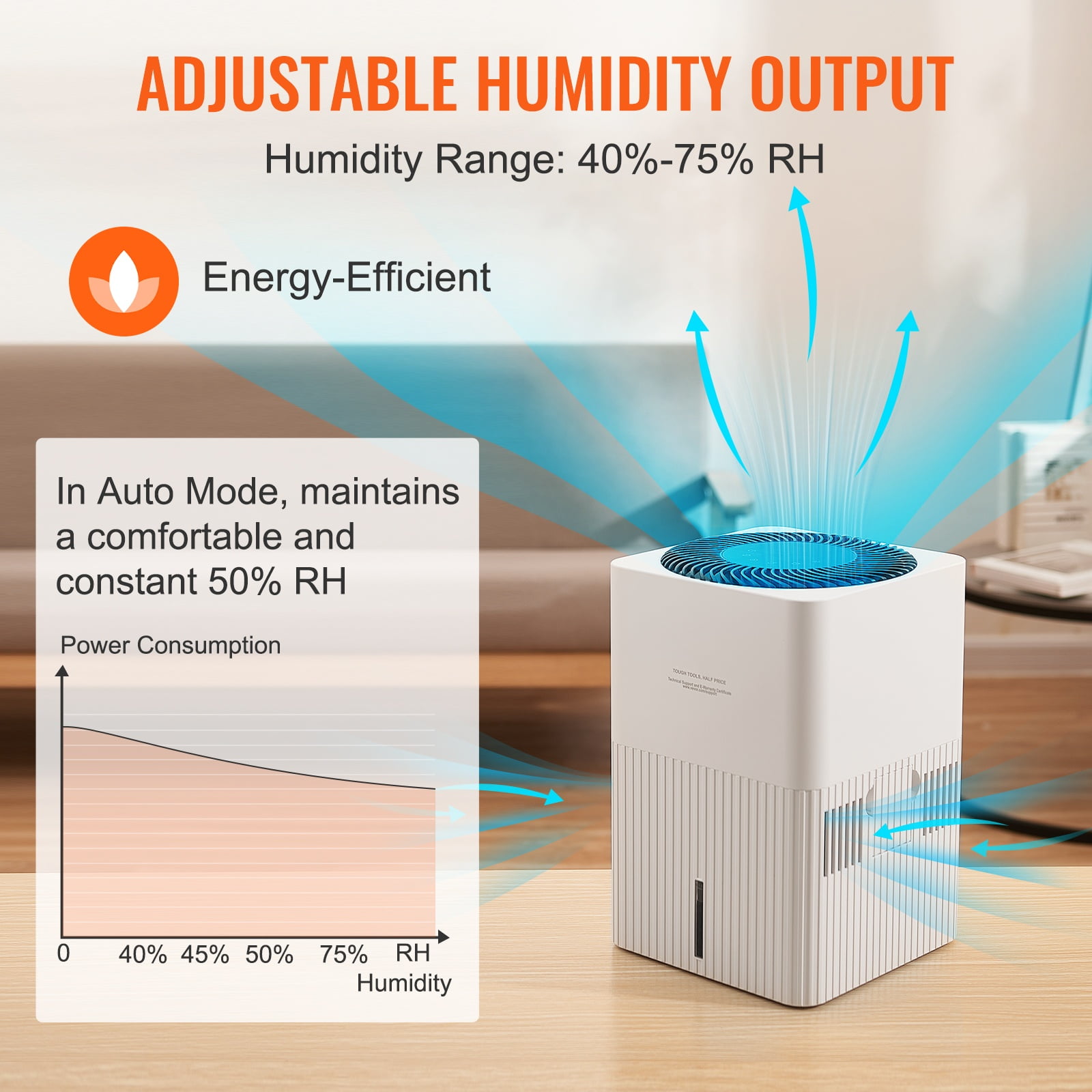 SKYSHALO 3L Evaporative Humidifiers No Mist for Bedroom Top Fill Quite 300 ml/h