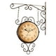 thumbnail image 3 of Reloj de pared de doble cara para colgar en la pared, diseño retro silencioso. café, 3 of 9
