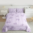 thumbnail image 2 of Feelyou Cartoon Cute Bow Full Size Comforter Sets for Kid, Purple Princess Ribbon Bedding Comforter Set, Stripes Geometric Reversible Bedding Sets, Ultra Soft Home Decor, 3pcs, 2 of 8