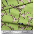 thumbnail image 3 of Soimoi Green polyester Crepe Fabric Floral & Paradise Whydah Bird Print Sewing Fabric Yard 42 Inch Wide, 3 of 3