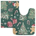 thumbnail image 7 of Yayeee Bath Rugs for Bathroom Floor Set of 2 Non Slip Fluffy Soft Absorbent Mat, Red Christmas Gingerbread, 7 of 7