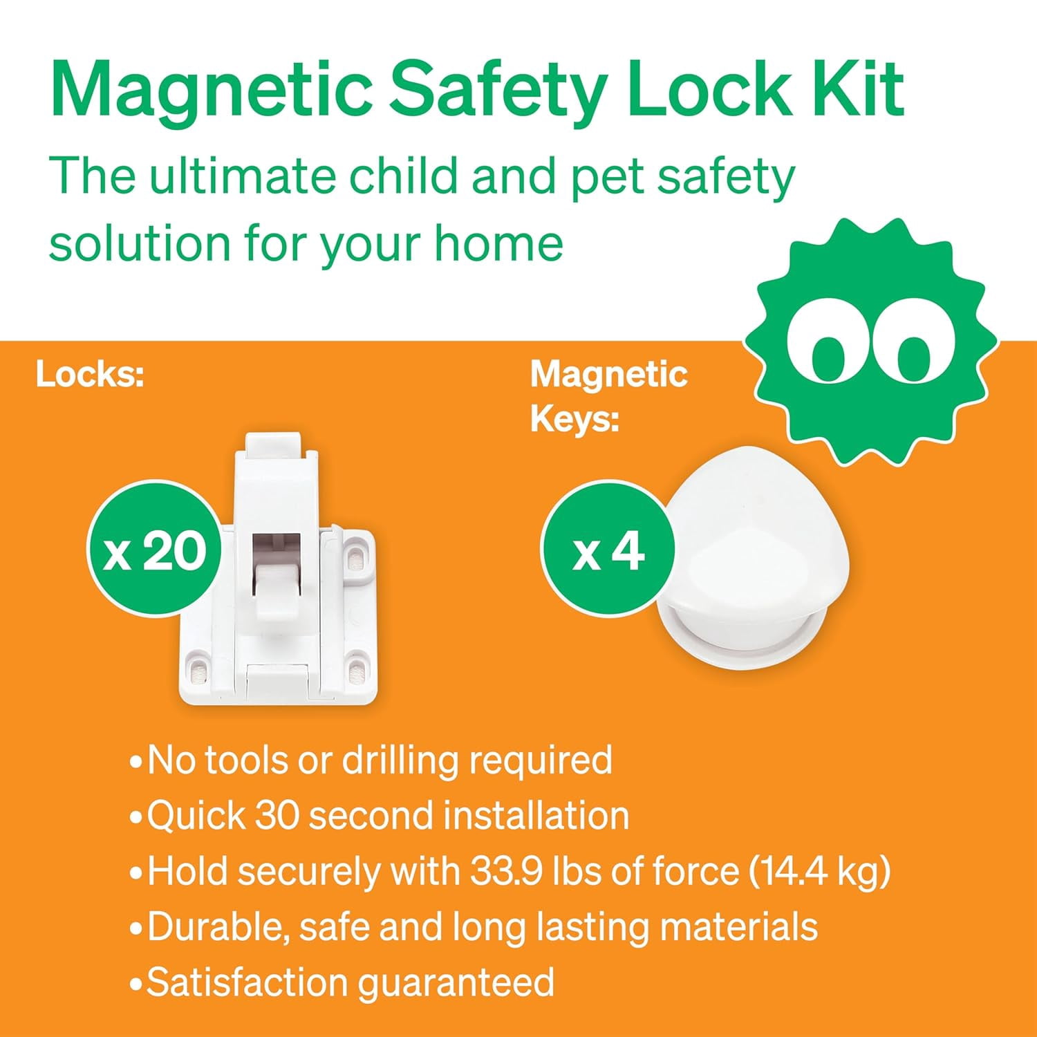 Magnetic Cabinet Locks Baby Proofing Kit by LoveNoobs™, 20 Locks & 4 Keys, Drawer