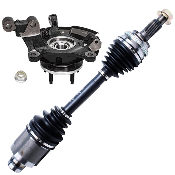 Detroit Axle - FWD Front Right Steering Knuckle w/ Wheel Hub Bearing   CV Axle Assembly Replacement for 2011-2014 Ford Edge - 2pc Set