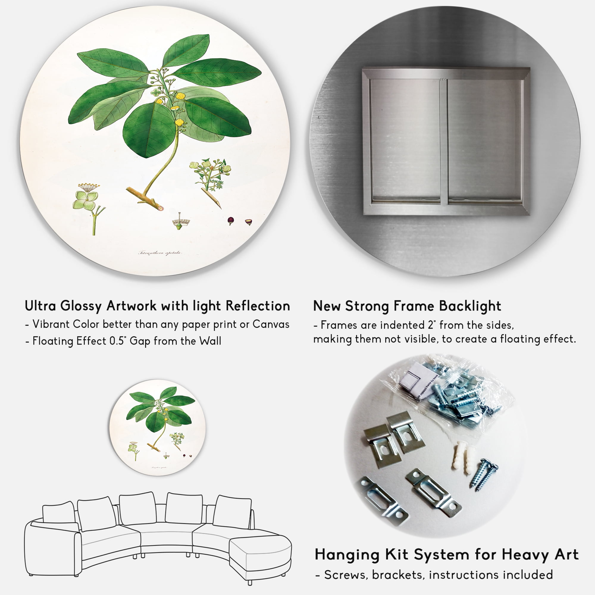Designart 'Ancient Botanicals V' Farmhouse Circle Metal Wall Art 11x11 - Disc of 11