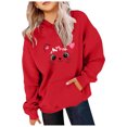 thumbnail image 2 of CONFREE Hoodies for Teen Girls Long Sleeve Hooded Sweatshirt for Girls Trendy Cute Cat Prints Fashion Preppy Pullover Tops, 2 of 3
