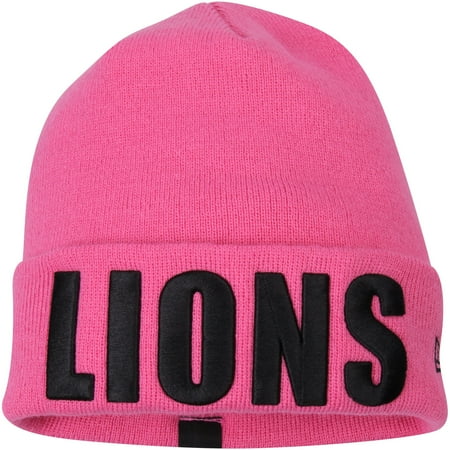 Detroit Lions New Era Women's Team Frost Cuffed Knit Hat - Pink - OSFA