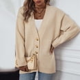 thumbnail image 4 of Women's Autumn And Winter Solid Color Temperament Sweater Jacket Knitted Cardigan Loose Sweaters for Women Cardigan Sweater Button up Women Knit Cardigan Long Cute Sweaters Kimono Cardigans for Women, 4 of 8