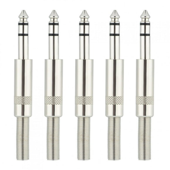 DEWIN 5 PCS 6.35mm Stereo Solder Cable Metal Plated DIY Audio Adapter Male Plug