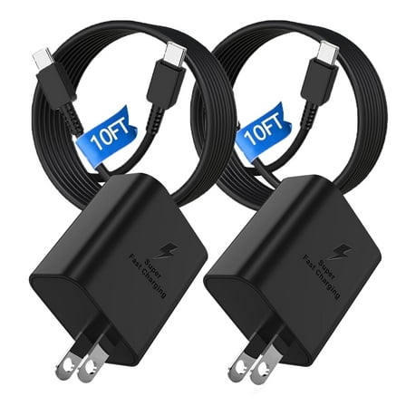 2-pack 45W USBC Fast Charger,10ft Type C Charger Fast Charging Cable and Android Charger Block for Samsung Galaxy S25 Ultra/S25/S24 /S23 S22 S21 Ultra/Plus,iPad Pro/Air/Mini,Iphone,Android Phones