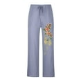 thumbnail image 3 of YOTMKGDO wide-Leg Baggy Mens Fashion Casual Interesting Cotton And Linen Printed Linen Pocket Lace Up Pants Large Size Pants Casual Graphic Prints Pants for Men, Blue M, 3 of 8