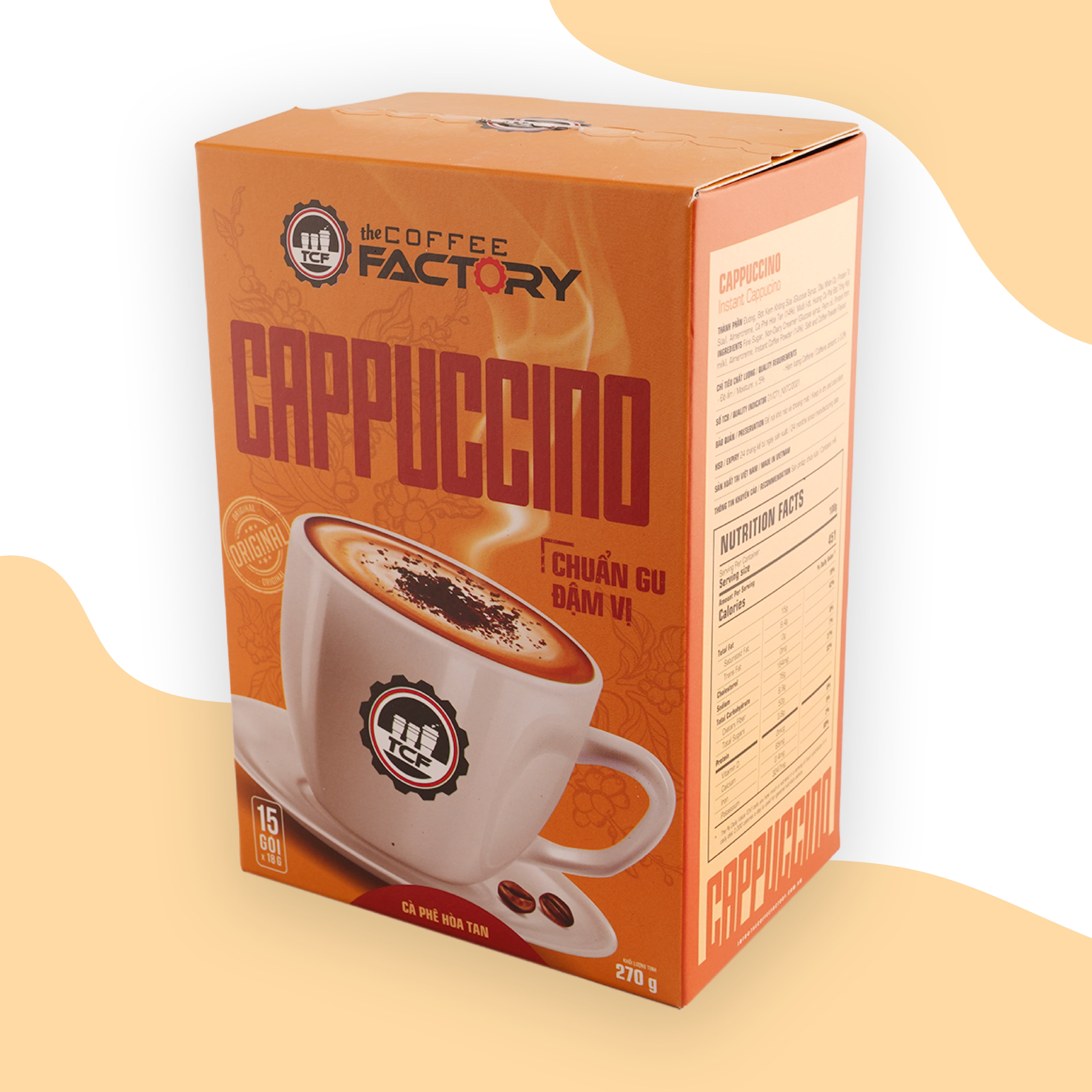 Instant Cappuccino Coffee, The COFFEE FACTORY , 15 Sachets (16 Gram