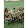 thumbnail image 3 of Outdoor Tablecloth with Umbrella Hole & Zipper, Summer Palm Tree Square Tablecloth 54x54 Inch, Vintage Green Brown Tropical Botanical Patio Table Cover Waterproof Table Cloth for Picnic/Party, 3 of 7
