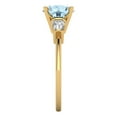 thumbnail image 3 of 2 ct Round Cut Natural Aquamarine 3 Stone 18K Yellow Gold Womens Engagement Ring, 3 of 5