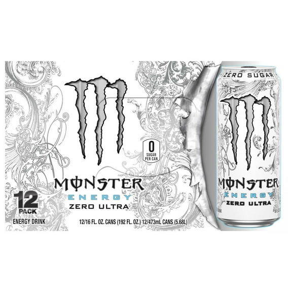 2X - Monster Energy Zero Ultra, Sugar Free Energy Drink, 16 oz. Cans 12 pk