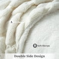 thumbnail image 2 of Sherpa Fleece Throw Blanket for Couch, Soft Plush JacquardThrow Blanket, All Season Lightweight Decorative Blanket for Sofa, Bed, Chair, 50" x 60", Creamy White, 2 of 9