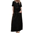 thumbnail image 2 of Jaimenalin Summer Skirt Set Women 2 Piece Outfits Short Sleeve Top Elastic Waist Maxi Dress Sets with Pockets Black S, 2 of 8