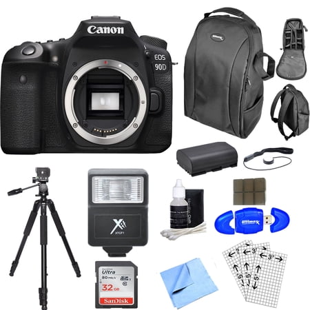 Canon EOS 90D DSLR Camera (Body Only) With 32GB Memory Card | DSLR Backpack | Spare Battery & More