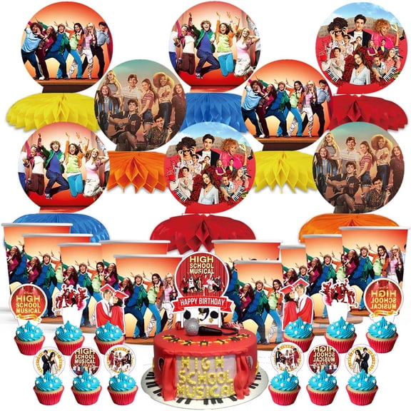 Dancing high school Party Supplies Decor Cups Fans Decorations Honeycomb Centerpieces Cake Toppers