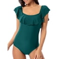 thumbnail image 2 of Csndyce Women's Ruffled One Piece Swimsuits off Shoulder Tummy Control Halter Bathing Suit Female, 2 of 7