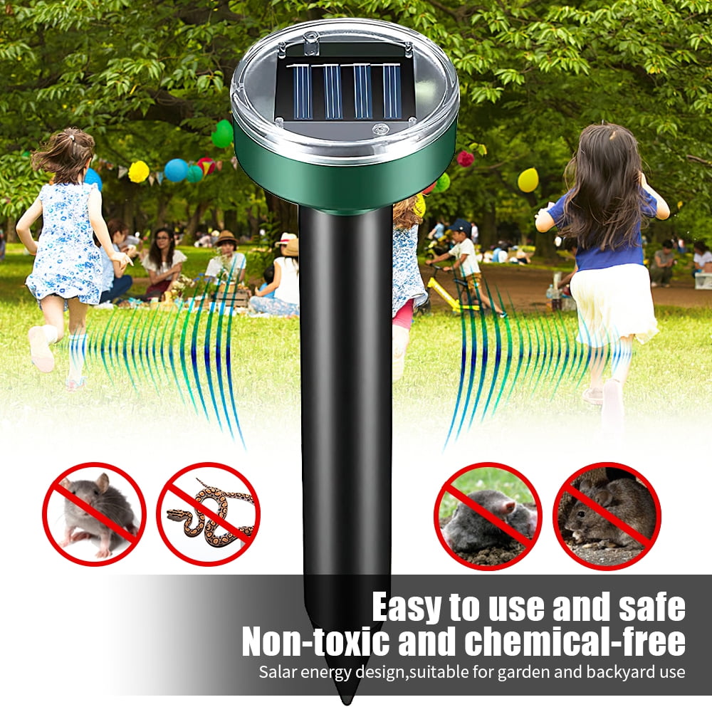 Solar Powered Sound Sonic Repeller, Outdoor Waterproof Solar Mole Repellent, Ultrasonic Mouse