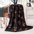 thumbnail image 2 of Halloween Orange Spooky Faces Blanket,Comfortable Soft Lamb Wool Throw Blanket,All Season,Warm Lightweight Blankets for Sofa Bed Couch Living Room Chair,60"x80", 2 of 4