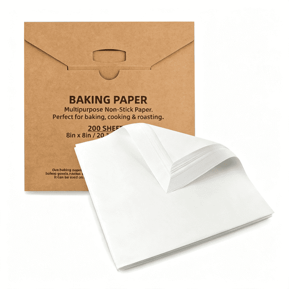 CCOCC 200Pcs 8X8In Parchment Paper Sheets,Food Grade Precut Baking Paper,Non-Stick&Greaseproof Square Pan Liners for Cake Pan,Air Fryer,Baking-White
