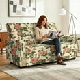 thumbnail image 3 of Yuyamidu Pink Rose Loveseat Recliner Covers 2 Seater Stretch Reclining Couch Covers with Pockets Washable Recliner Loveseat Slipcover for Living Room, 3 of 8