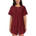 thumbnail image 1 of Balery Burgundy Floral Conjunto de Pijama para Mujer con Estampado, Dos Piezas de Manga Corta y Shorts, Ropa de Dormir Suave con Cuello Redondo y Bolsillos-X-Large, 1 of 6