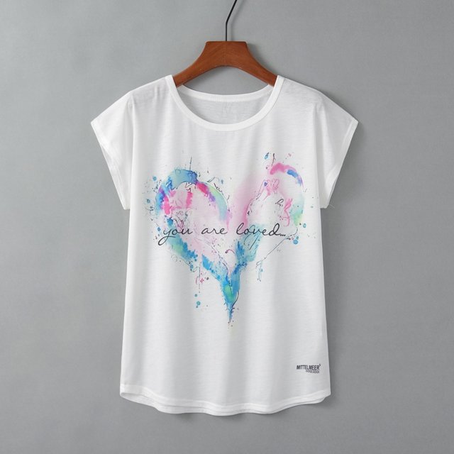 Puntoco Mujeres Casual Impresión Manga Corta O-cuello tops Camiseta Blusa tops Puntoco Puntoco-702
