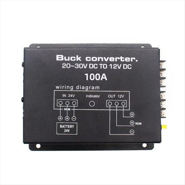 Convertidor de Potencia para Automóvil de 100 A CC de 24 V A 12 V Convertidor Eléctrico con Control de Temperatura para Carrito de Golf, Club, Automóvil, Camión, Autobús