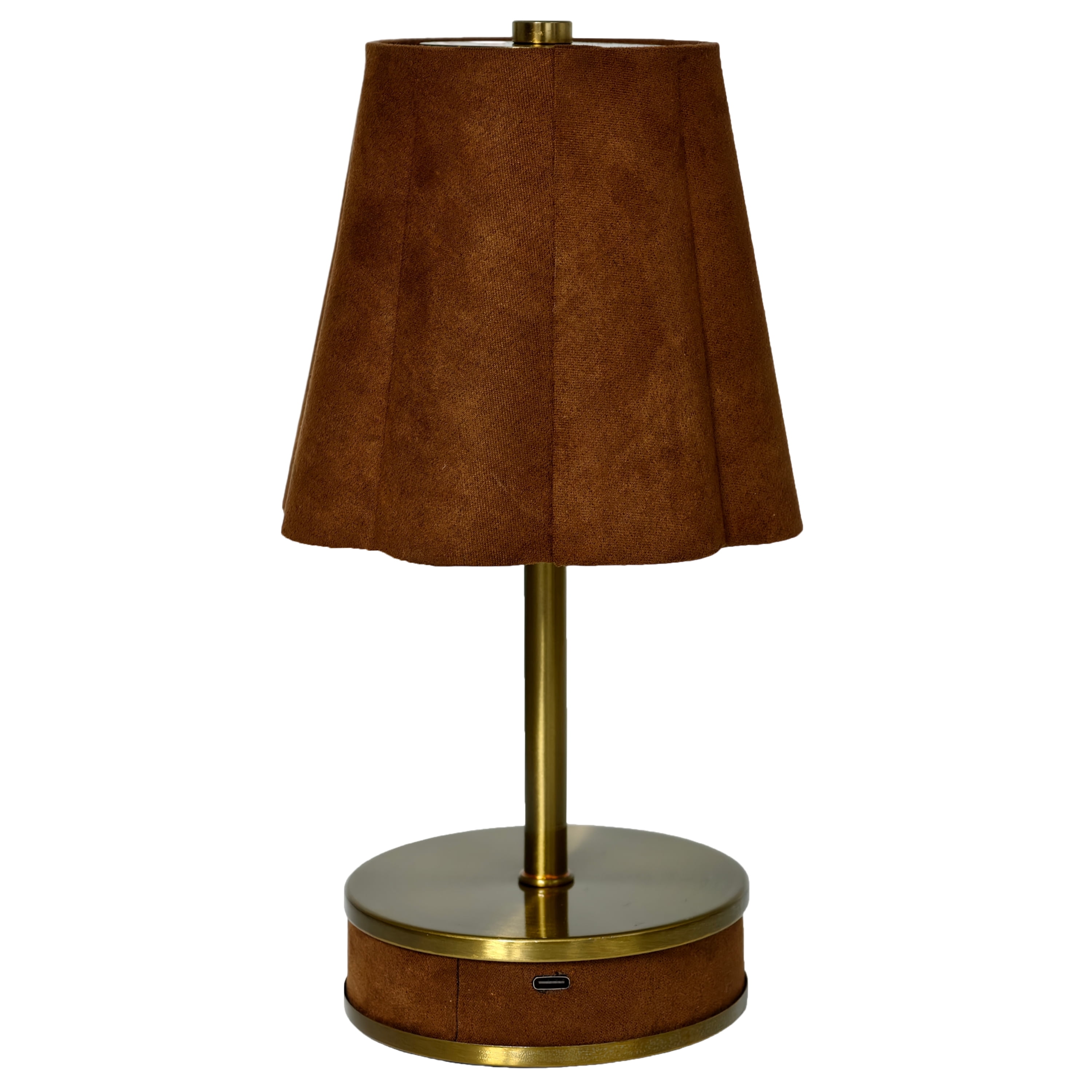 Home Decor Collection Sterling & Noble Home Brown Rounded Pleated Rechargeable Table Lamp