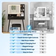 thumbnail image 4 of 31.5" Makeup Vanity Desk with LED Lighted Mirror, 3 Color Lighting Modes, Built-in Power Outlet and 2 Drawers, Modern  Black Dressing Table for Bedroom, 4 of 6