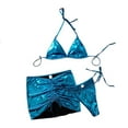 thumbnail image 5 of Sakmal Plus Size Bikini Btahing Suits Women 3 Piece Extra Lift Swimwear Solid Holiday Blue Bathing Suits for Women L, 5 of 9