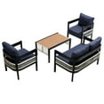 thumbnail image 6 of Harper & Bright Designs 4 Pieces Outdoor Patio Conversation Set, Iron Outdoor Seating Set with Loveseat Sofa, Coffee Table and 2 Chairs for Backyard Garden Balcony, Dark Blue, 6 of 15