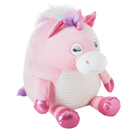 Round Flip Eye Plush, Unicorn, Pink