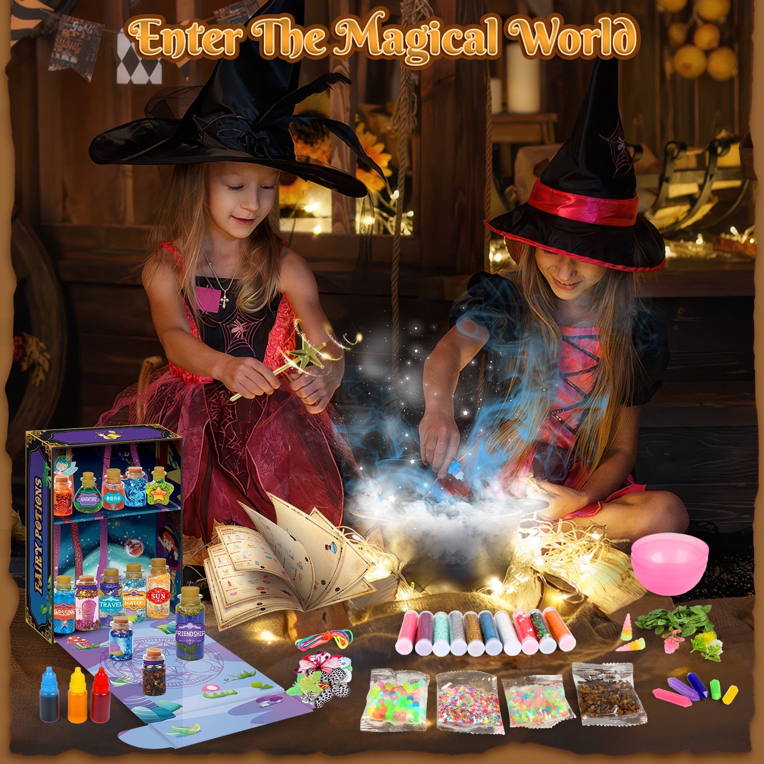 Huge Wave Fairy Magic Potion Kits for Girls, DIY Magic Mix Potion Making Kit, 22 Bottles Craft Creative Toy for Kids Aged 6-12 Christmas Birthday Gifts