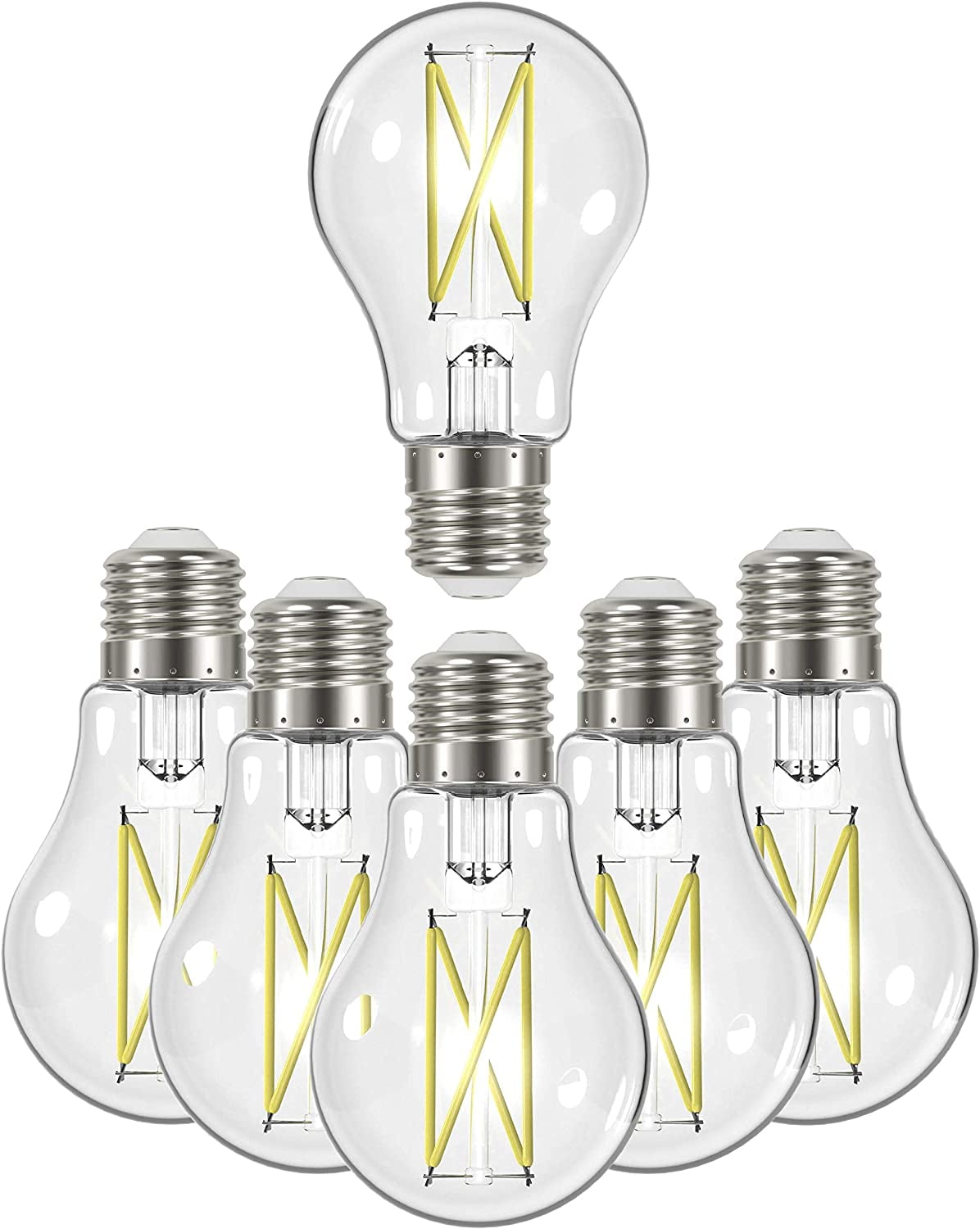 SATCO S12417 8W 120V LED A19 Bulbs E26 Base 4000K High Lumen  Dimmable (6 Pack)