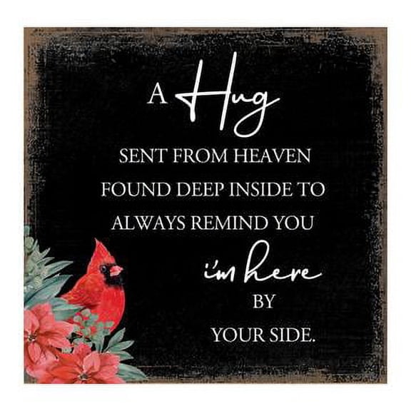Lifesong Milestones Modern Memorial 6x6 Wooden Plaque Sign A Hug Sent From Heaven Tabletop Family Home Decoration | Black