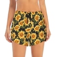 thumbnail image 2 of Susaid Vintage Black Plaid Sunflower Print Women's High Waisted Running Shorts Quick Dry Athletic Gym Track Workout Shorts Zip Pocket-Medium, 2 of 7