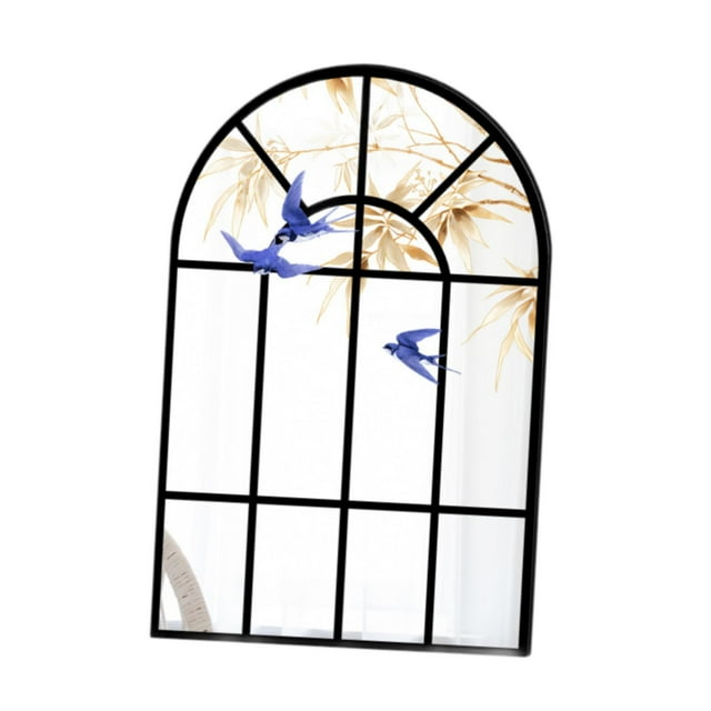 Espejo de pared con ventana arqueada, espejo decorativo de madera montado en la pared. B