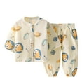 thumbnail image 1 of Odeerbi 1-8 Años Niños Niñas Pijamas de Verano de Algodón de Manga Larga Pantalones Suaves Estampados Pijama de Doble Capa de Gasa, 1 of 3