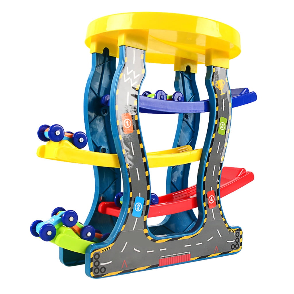 Toyfunny Children Diy Track Glider Toy Puzzle Four Levels Of Inertial Gliding Car Toy Walmart Com