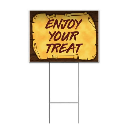 Enjoy Your Treat Scroll (18" X 24") Yard Sign, Includes Metal Step Stake