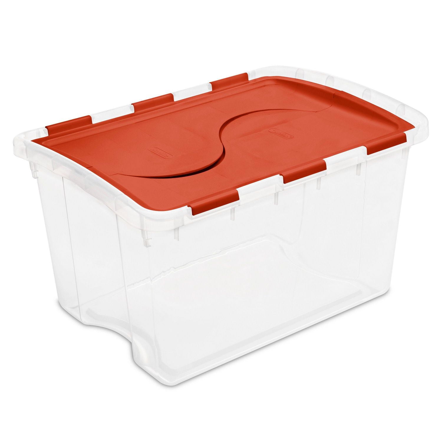 Sterilite Boîte de Rangement 45L avec Couvercle à Charnière - Orange