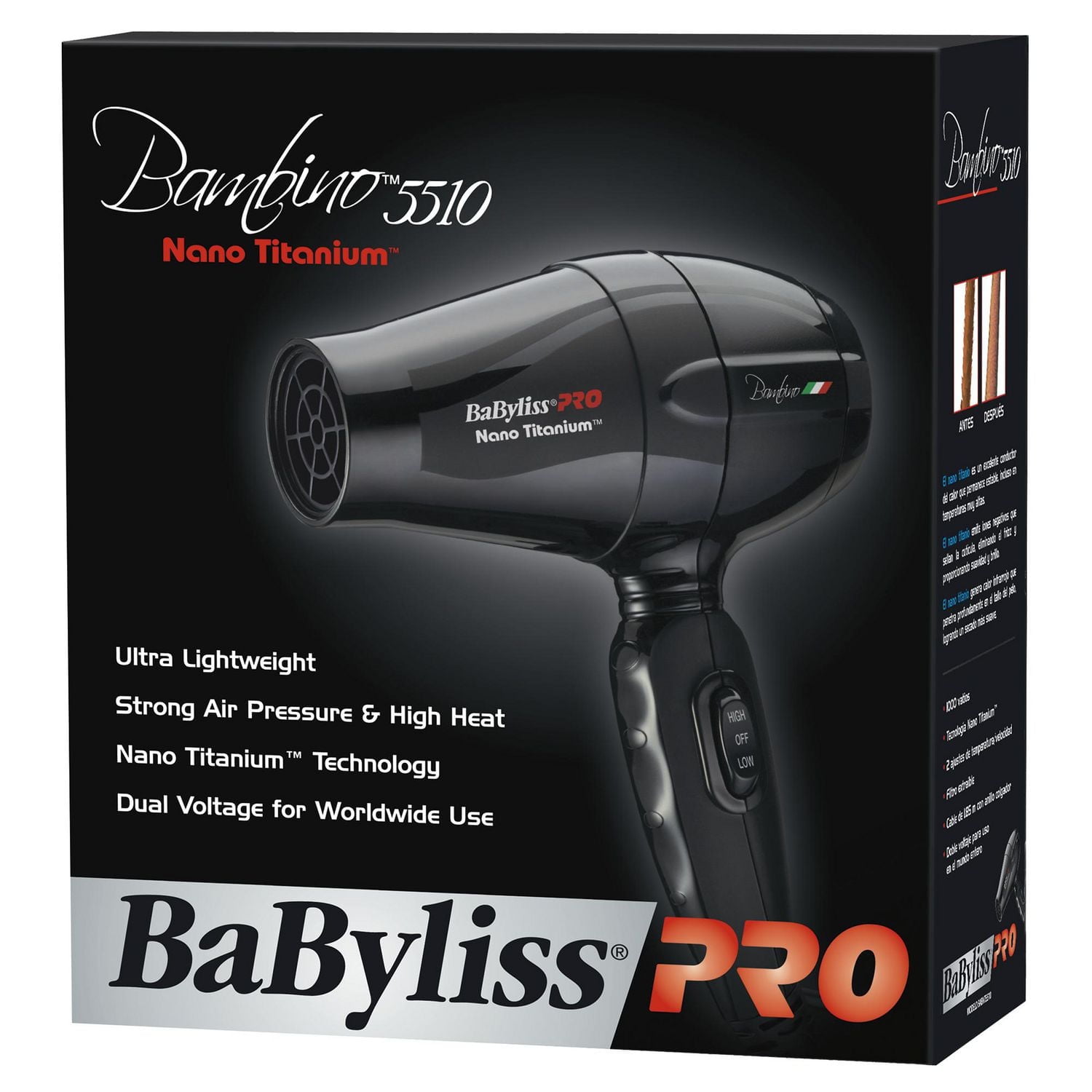 BaByliss PRO Nano Titanium Bambino Professional Travel Hair Dryer