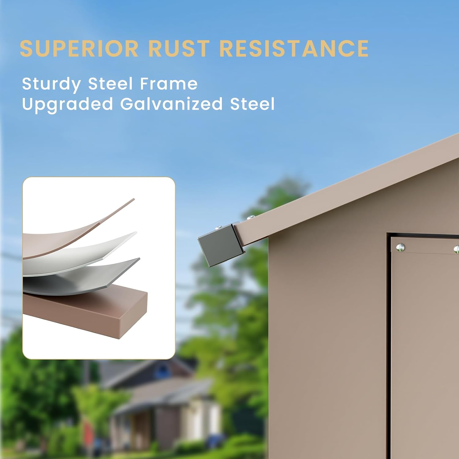 Small Shed Outdoor Storage 2.5X1.4 FT Galvanized Metal Garden Shed Waterproof with Lockable Door for Narrow Backyard, Patio, Garden