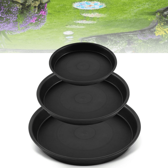 HYG Round Stepping Stone Molds 3 Pack Thicken Plastic Concrete Molds Black Reusable Cement Molds for Casting Garden Pathmate and Pavement Precast (10/11.4/12.6 in)